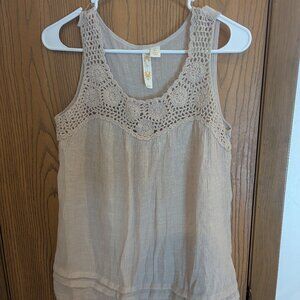 Adiva Crochet Sleeveless Top Boho Flowy Tiers-L